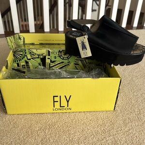 Fly London Black Leather Platform Shoes